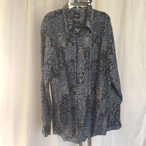 Neiman Marcus Exclusive Blue Abstract Shirt Sz L